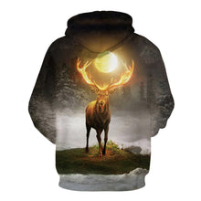 Load image into Gallery viewer, Deer With Horns On Fire Hoodie